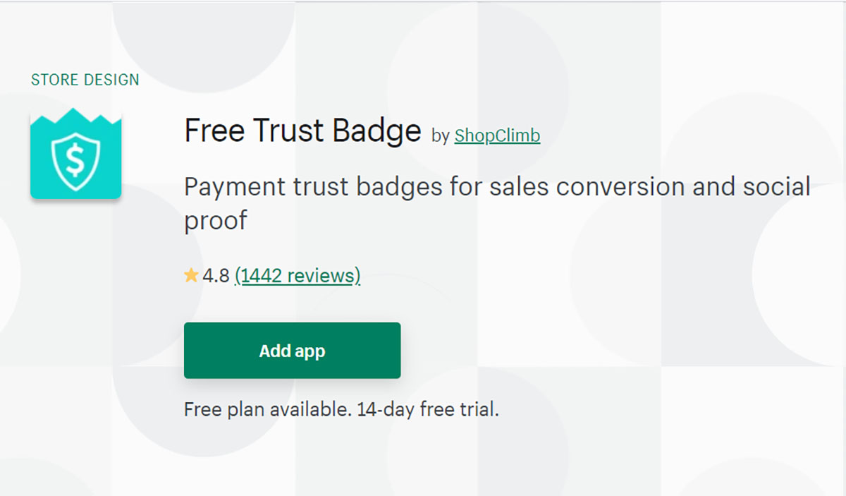 free trust badge app on Shopify app store